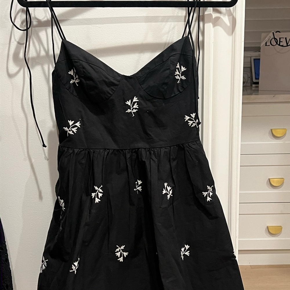 Black Embroidered Spaghetti Strap Dress- ZARA NWT